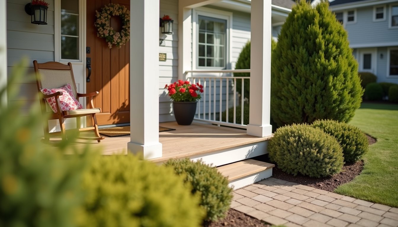 Close-up view of a welcoming front porch of a residential care home